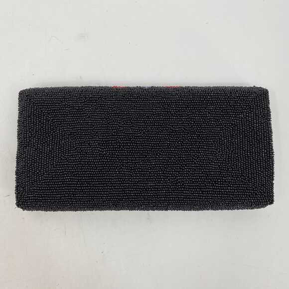 Black and Multicolor Beaded Heart Clutch | Stylish Accessory for Women